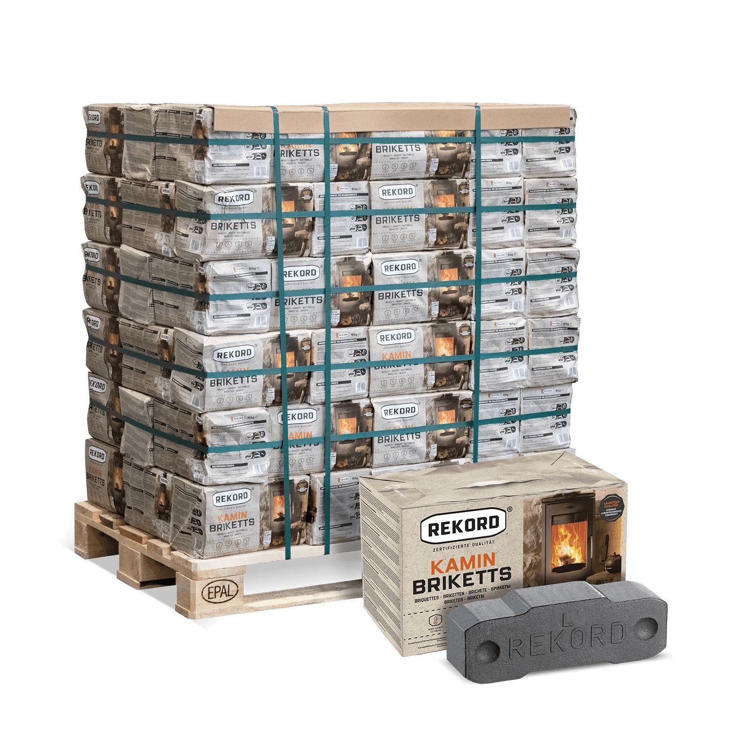 Rekord Braunkohlebriketts - Palette (10kg x 90) Paket ,900kg
