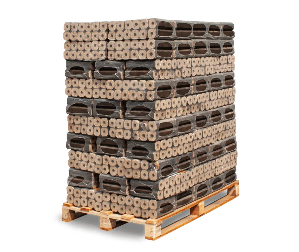 Heizfuxx PiniKay Octagon Hartholzbriketts – 960 kg Palette (10 kg x 96)