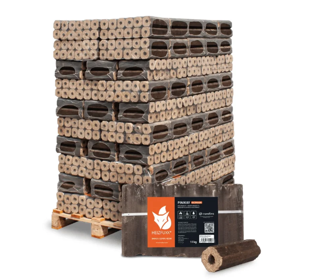 Heizfuxx PiniKay Octagon Hartholzbriketts – 960 kg Palette (10 kg x 96)